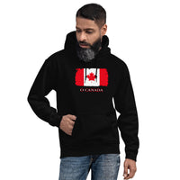 Canada Maple Leaf Flag design on unisex hoodie, front view