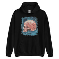 Mystical Blood Skull Side design on unisex hoodie, front view