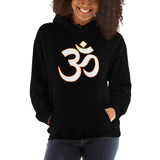 Om Sacred Symbol design on unisex hoodie, front view