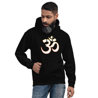 Om Sacred Symbol design on unisex hoodie, front view