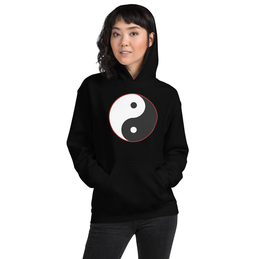 Yin Yang Symbol design on unisex hoodie, front view