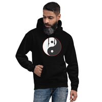 Yin Yang Symbol design on unisex hoodie, front view