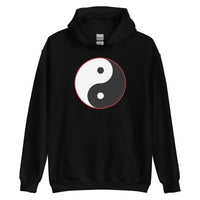Yin Yang Symbol design on unisex hoodie, front view