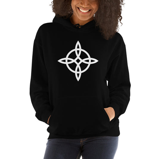 Witches Knot design on unisex hoodie, front view