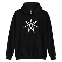 White Elven Star design on unisex hoodie, front view