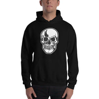 Halloween Human Skull design on unisex hoodie, front view
