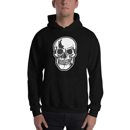 Halloween Human Skull design on unisex hoodie, front view
