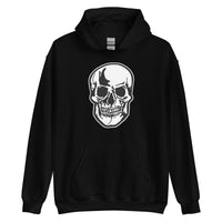 Halloween Human Skull design on unisex hoodie, front view