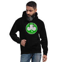 Silver Shamrock Novelties design on unisex hoodie, front view
