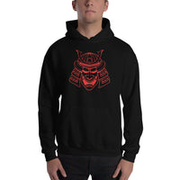 Red Samurai Kabuto Mask design on unisex hoodie, front view