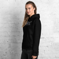 Gothic Spider Web design on unisex hoodie, left-front view