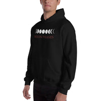 Lunar Moon Phases design on unisex hoodie, left-front view