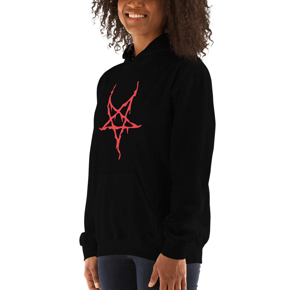 Red Melting Inverted Pentagram Black Metal Style Unisex Hoodie Sweatshirt