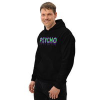 Psycho design on unisex hoodie, left-front view