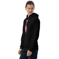 Shy Vampire Bat design on unisex hoodie, left-front view
