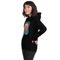 Mystical Blood Skull Side design on unisex hoodie, left-front view
