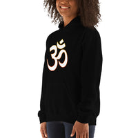Om Sacred Symbol design on unisex hoodie, left-front view