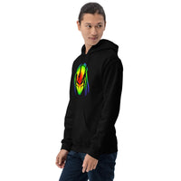 Heat Vision Predalien design on unisex hoodie, left-front view
