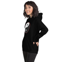 Yin Yang Symbol design on unisex hoodie, left-front view