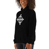 Witches Knot design on unisex hoodie, left-front view