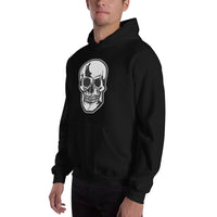 Halloween Human Skull design on unisex hoodie, left-front view