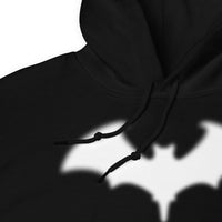 Blurry Bat design on unisex hoodie, detail view