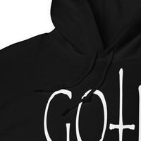Goth Style design on unisex hoodie, detail view