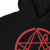 Necronomicon Symbol design on unisex hoodie, detail view