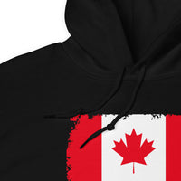 Canada Maple Leaf Flag design on unisex hoodie, detail view