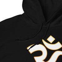 Om Sacred Symbol design on unisex hoodie, detail view