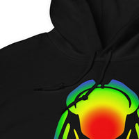 Heat Vision Predalien design on unisex hoodie, detail view