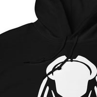 Predalien design on unisex hoodie, detail view