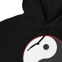 Yin Yang Symbol design on unisex hoodie, detail view