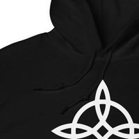 Witches Knot design on unisex hoodie, detail view