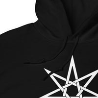 White Elven Star design on unisex hoodie, detail view
