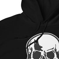 Halloween Human Skull design on unisex hoodie, detail view