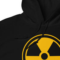 Radiation Warning Symbol design on unisex hoodie, detail view