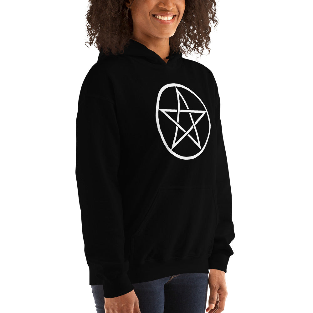 White Goth Wiccan Woven Pentagram Unisex Hoodie Sweatshirt - Edge of Life Designs