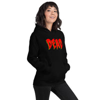 Dead Gothic design on unisex hoodie, right-front view