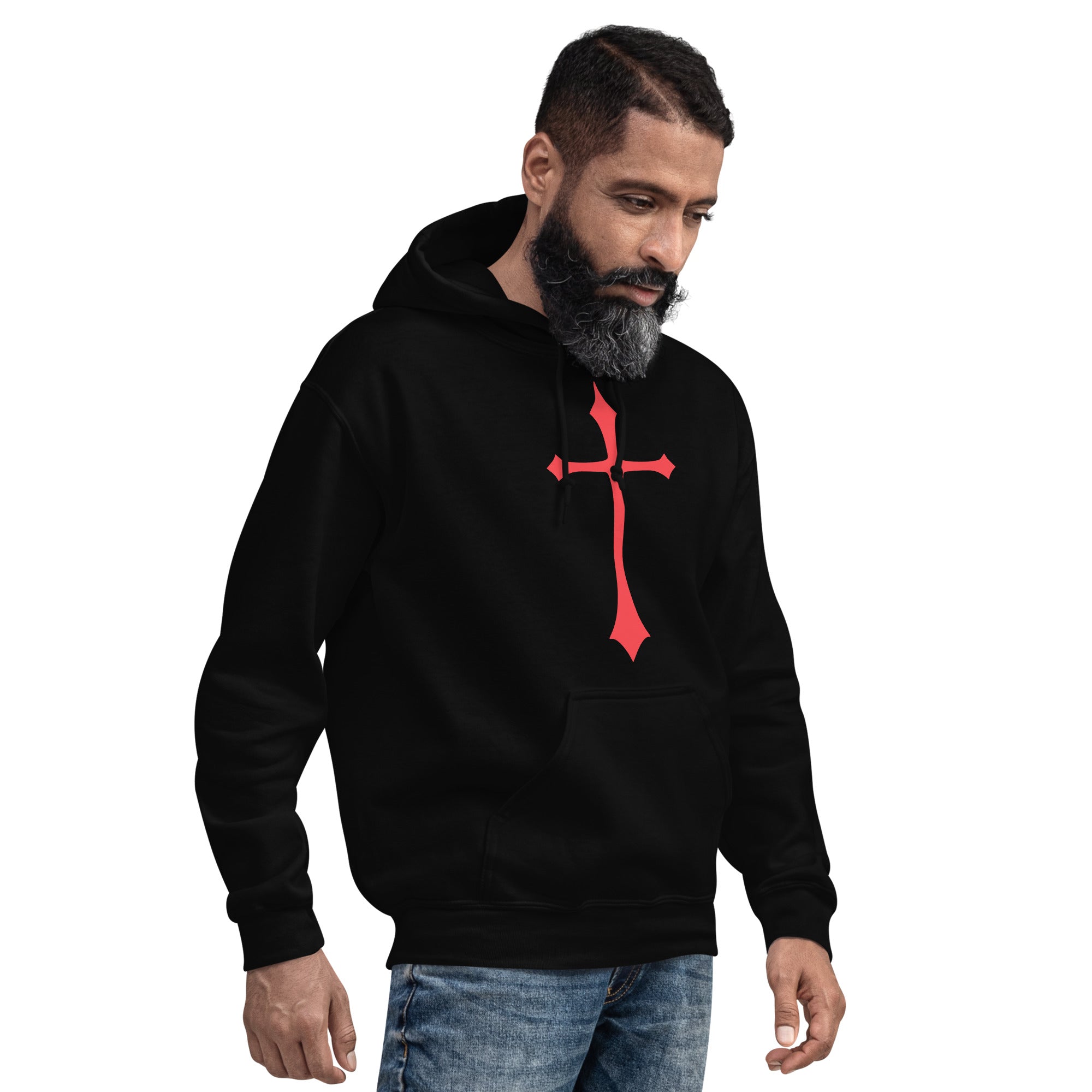 Red Gothic Medeival Holy Cross Unisex Hoodie Sweatshirt