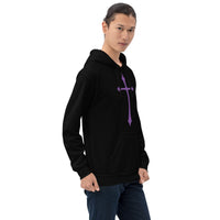 Purple Medieval Cross design on unisex hoodie, right-front view