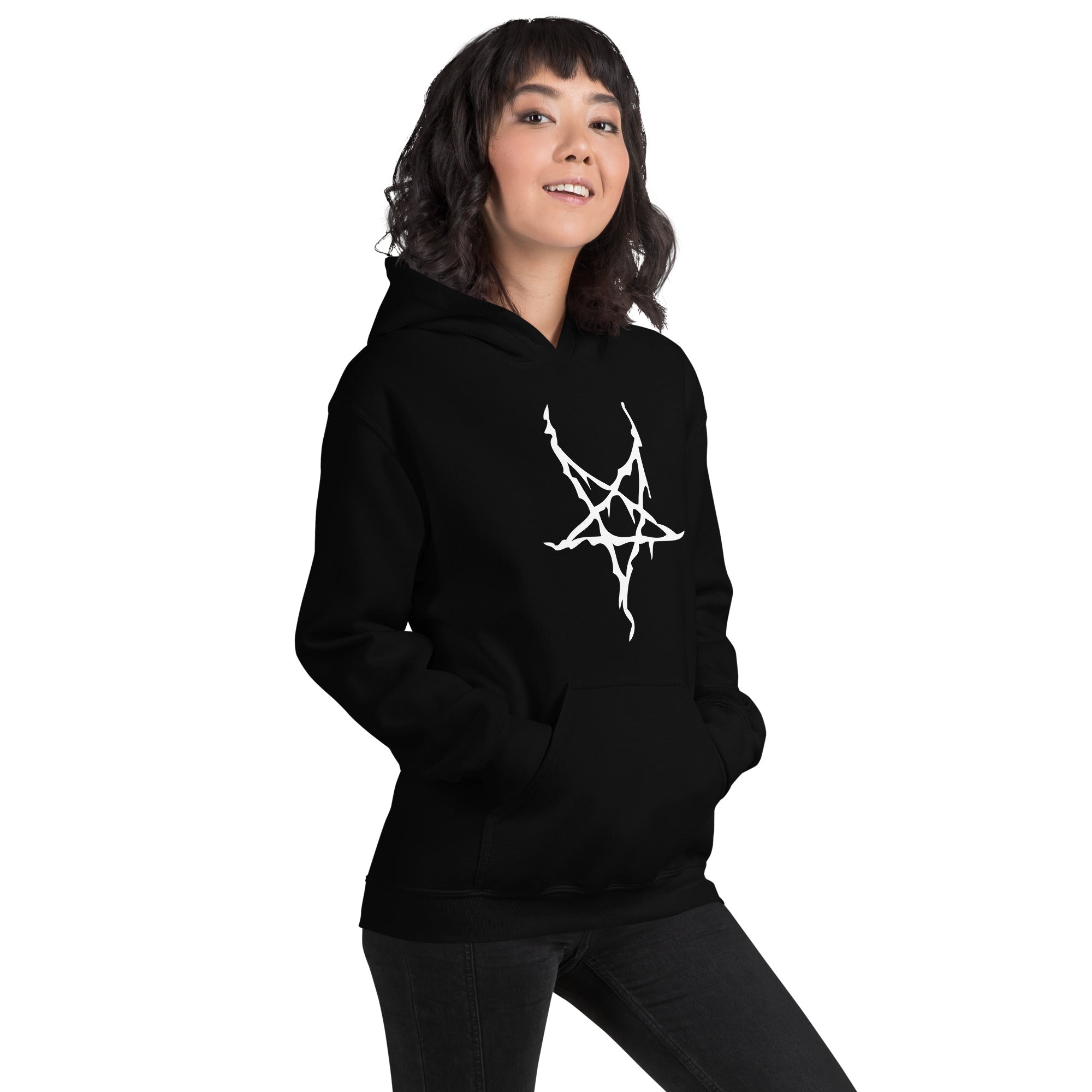White Melting Inverted Pentagram Black Metal Style Unisex Hoodie Sweatshirt