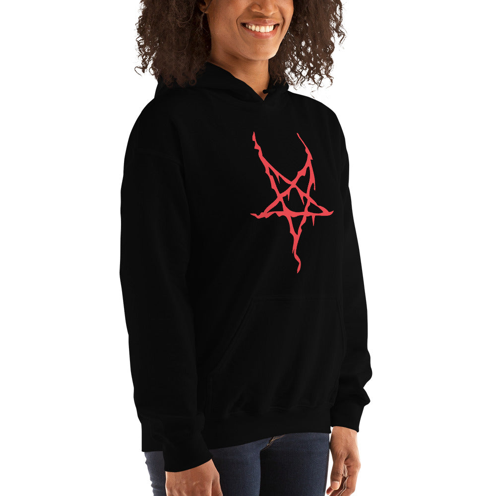 Red Melting Inverted Pentagram Black Metal Style Unisex Hoodie Sweatshirt