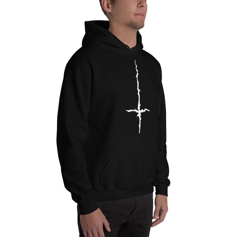 White Melting Inverted Cross Black Metal Style Unisex Hoodie Sweatshirt