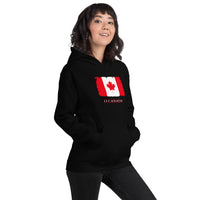 Canada Maple Leaf Flag design on unisex hoodie, right-front view