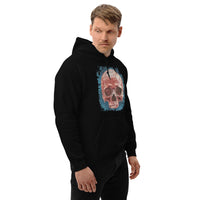 Mystical Blood Skull Front design on unisex hoodie, right-front view