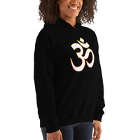 Om Sacred Symbol design on unisex hoodie, right-front view