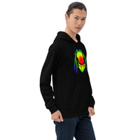 Heat Vision Predalien design on unisex hoodie, right-front view