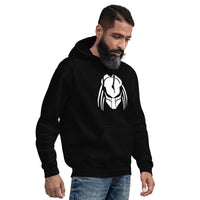 Predalien design on unisex hoodie, right-front view