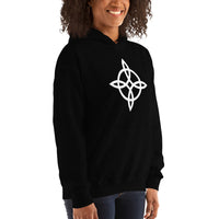 Witches Knot design on unisex hoodie, right-front view